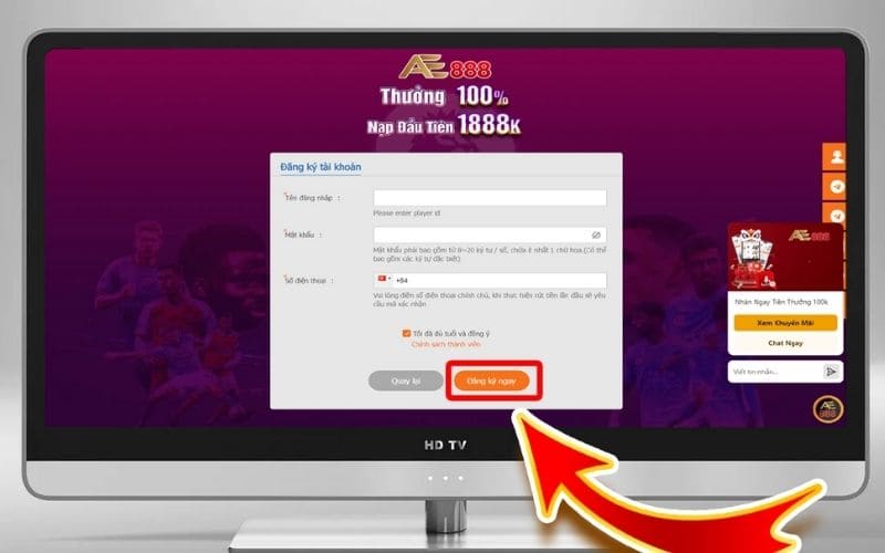 Đồng ý điều khoản đăng ký AE888 và hoàn tất quy trình