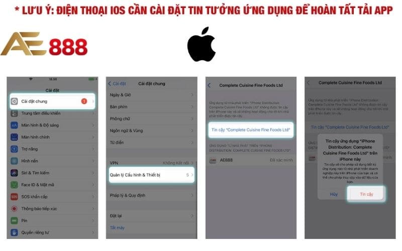 Các bước tải app AE888 trên hệ điều hành IOS đơn giản