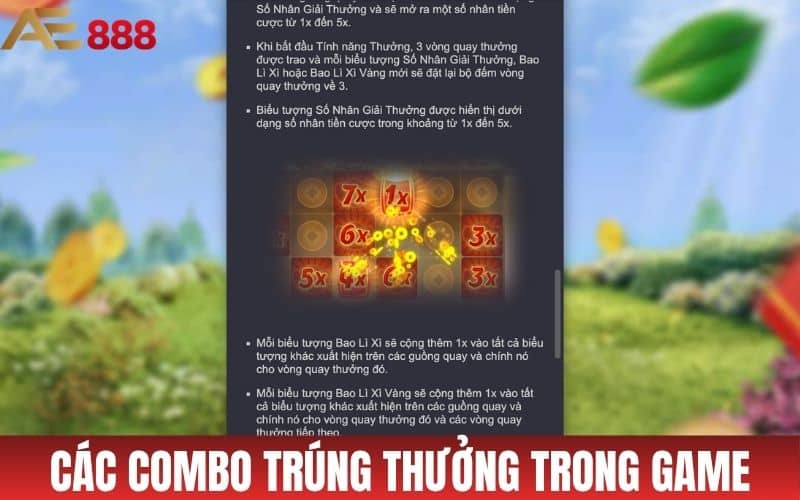 Các combo trúng thưởng trong game Cây tài lộc