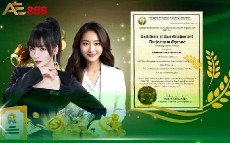 Giấy phép hoạt động từ PAGCOR mà AE888 được cấp