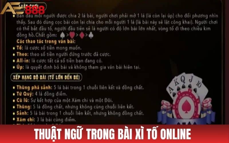 Một số thuật ngữ cần nắm trong game bài xì tố online