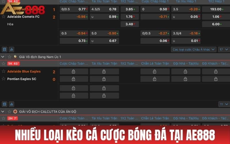 Nhiều loại kèo cá cược bóng đá chất lượng tại AE888