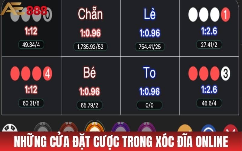 Những cửa đặt cược trong trò chơi xóc đĩa online