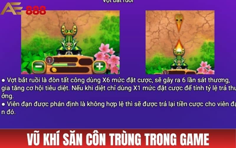 Vũ khí hỗ trợ săn côn trùng trong game bắn cá côn trùng